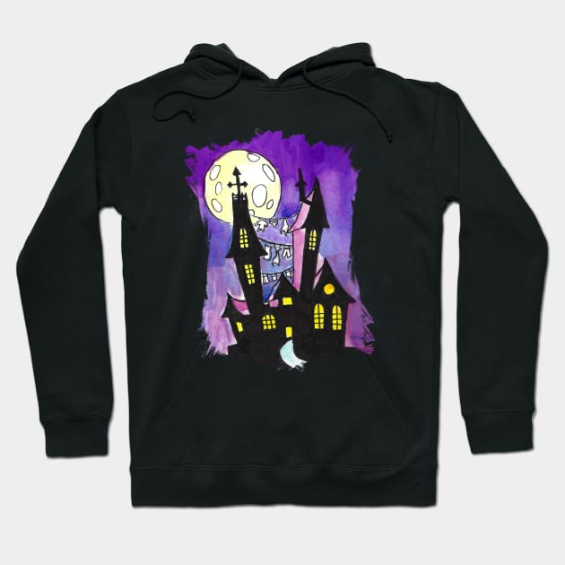 Haunted Castle watercolor Hoodie by Rackham